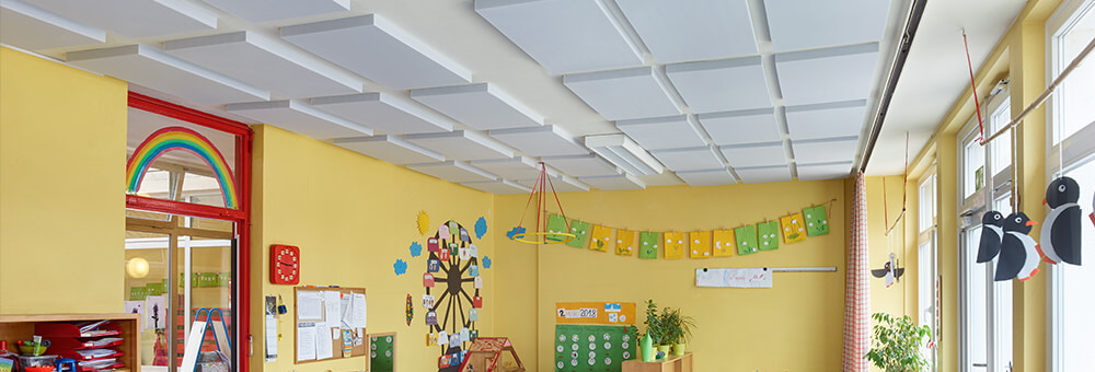aixFOAM ceiling absorbers in the kindergarten