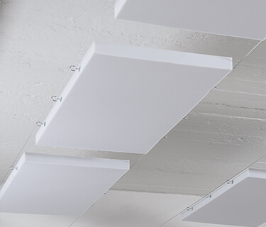 Horizontally suspended sound absorber with enhanced fire protection class