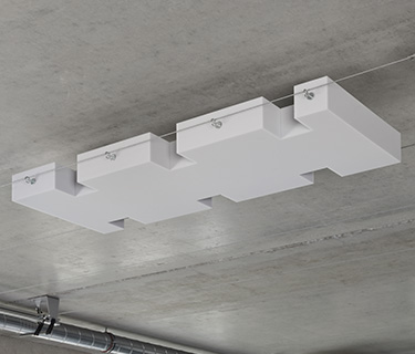 Horizontally floating sound absorber with increased fire protection class