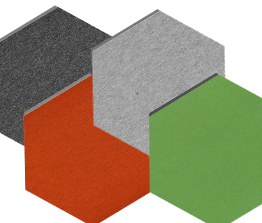 Coloured felt absorber in a hexagonal shape