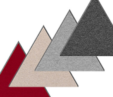 Coloured felt absorber in triangular shape