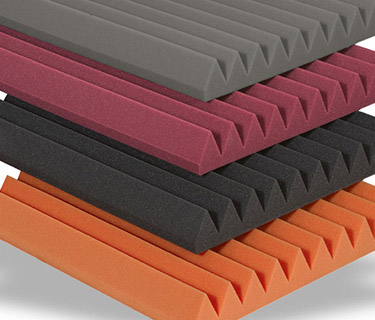 Cuboid sound absorber with triangular profile in different colours