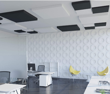 Square sound absorber with flat surface