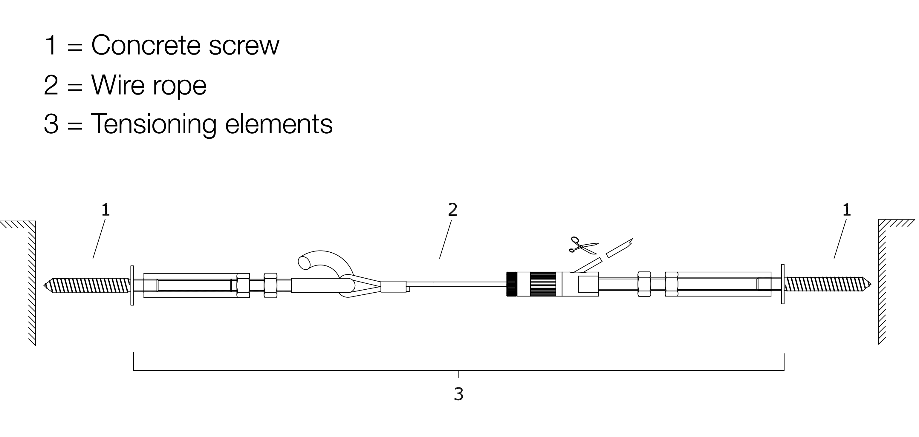 twostring for suspended assembly of sound absorbers