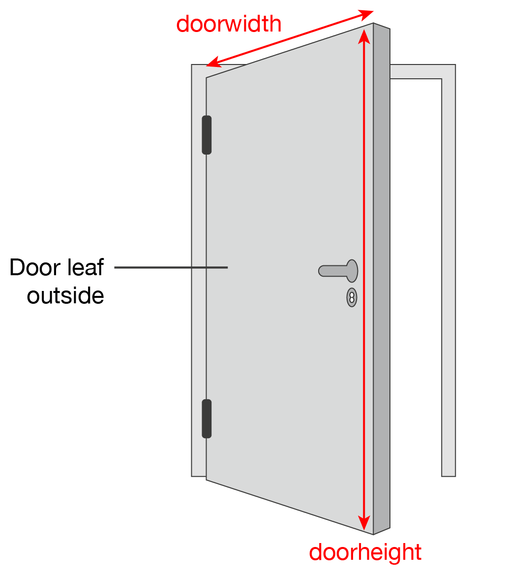 Door width (external dimensions door leaf)