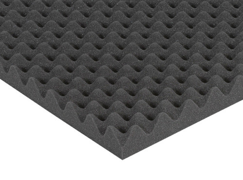Nubbed foam as sound insulation in industry and machine production A sound absorber mat made from nubbed foam reduces noise.
