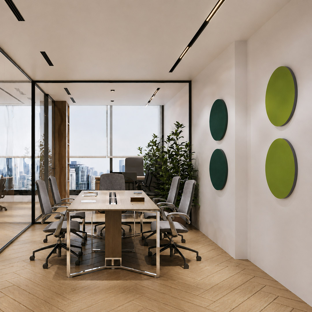 Sound absorbers for better room acoustics in an office