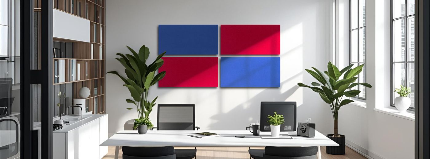 Acoustic elements with felt surfaces in the office