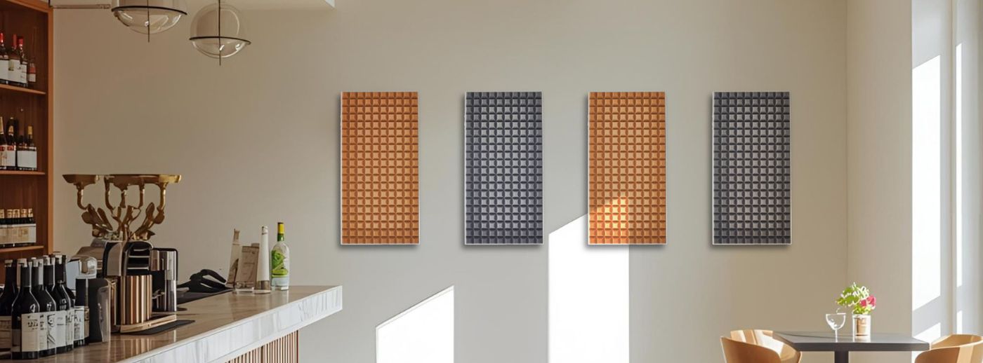 MAYA acoustic absorber in an elegant upFRAME aluminium frame MAYA acoustic absorber in an elegant upFRAME aluminium frame