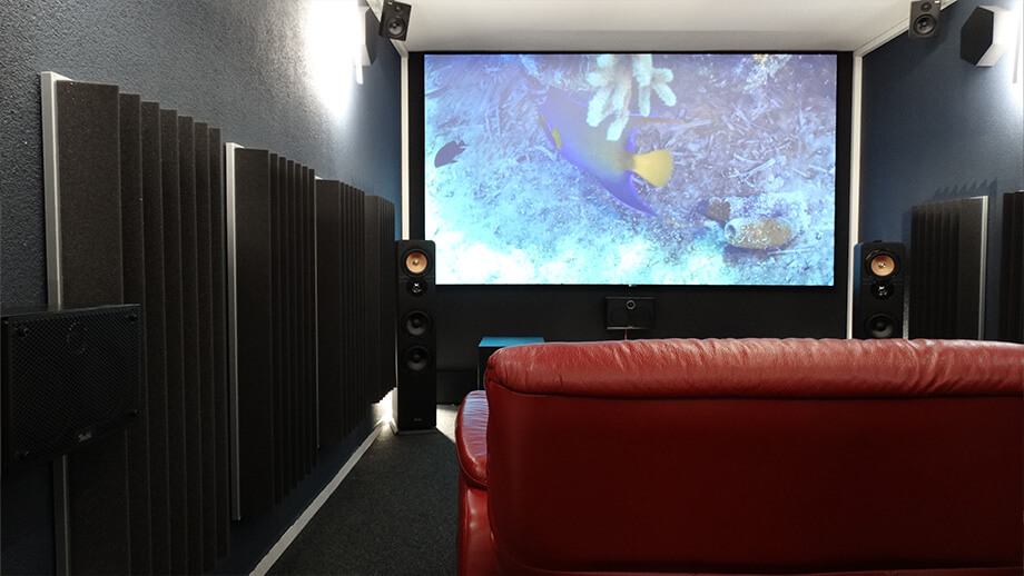 Home cinema sound insulation with ROWS in suspended cassettes (upFRAME)