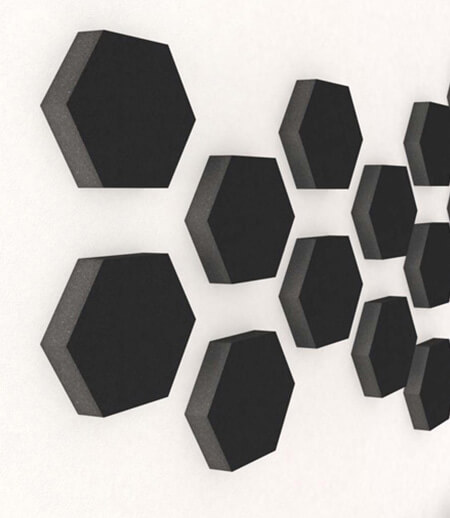 Hexagon sound absorber for optimising acoustics in the home cinema