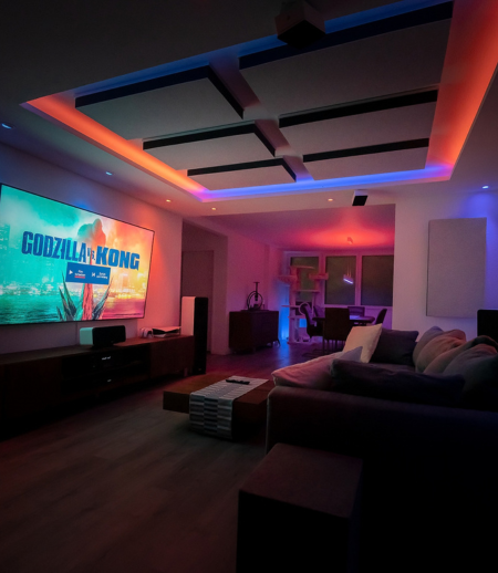 FELT Sound Absorbers on the Ceiling in a Home Cinema