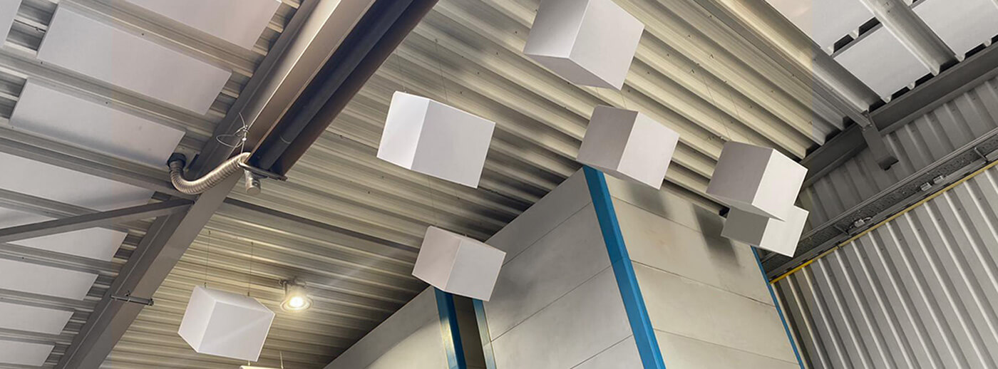 FLEX Industry Soundproofing Panels on the Ceiling of a Workshop