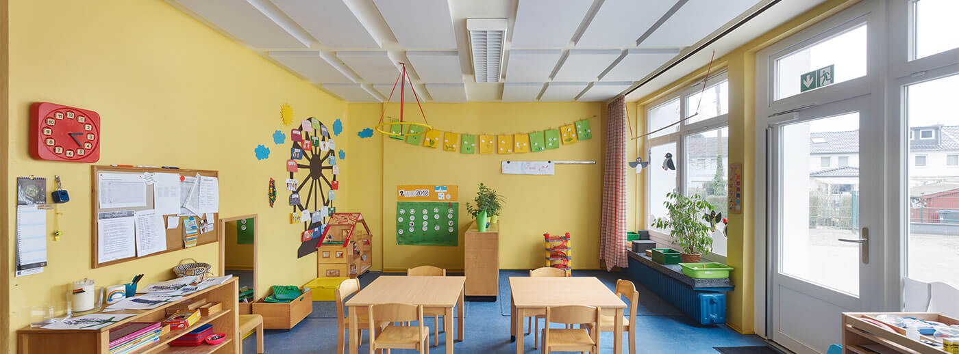 Sound absorber with fire protection class DIN4102 B1 in kindergarten