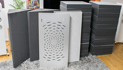 aixFOAM sound absorbers and bass traps to improve room acoustics in hi-fi studios