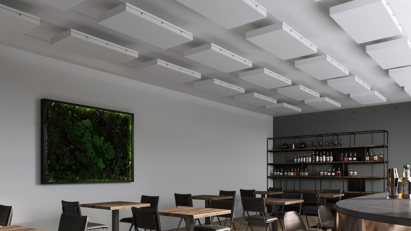 aixFOAM ceiling soundproofing for gastronomy